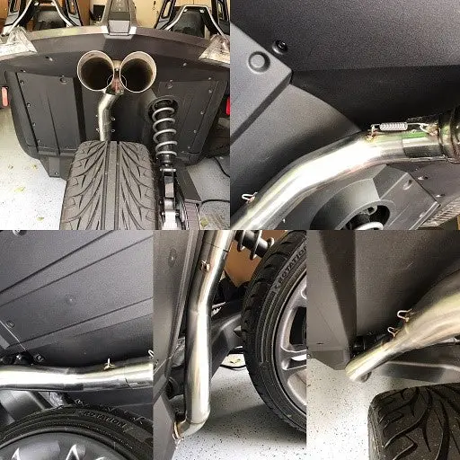 Polaris Slingshot Rear Center Exit Exhaust Big Wheel/Tire Upgrade Pipes. 1