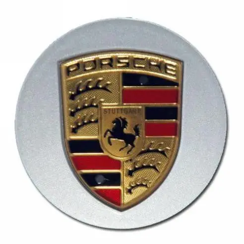 Porsche Wheel Center Cap Silver With Colored Crest 1