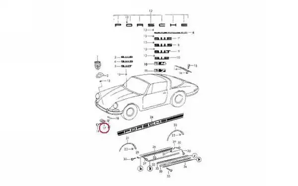 Porsche Horn Grille Chrome Metal Left 911 1