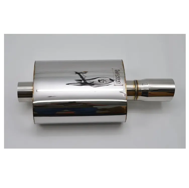 Universal 2.5" Inch Muffler Long Center Oval 2.5" Inlet 3.5" Outlet 1