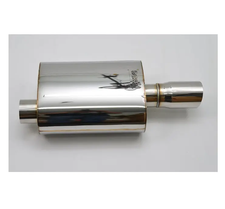 Universal 2.5 Inch Muffler Long Offset Oval 2.5" Inlet 3.5" Outlet 1