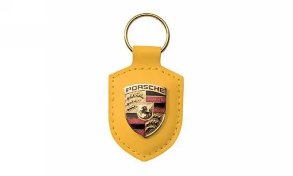 Porsche Crest Keyring Yellow Keychain 1