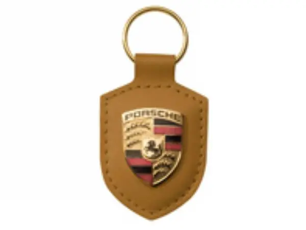 Porsche Crest Keyring Cognac Keychain Fob 1