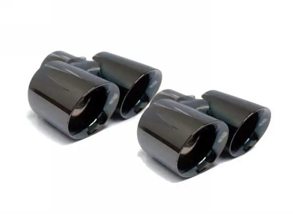Porsche 997 Black Muffler Tip Set Dual Round - 1
