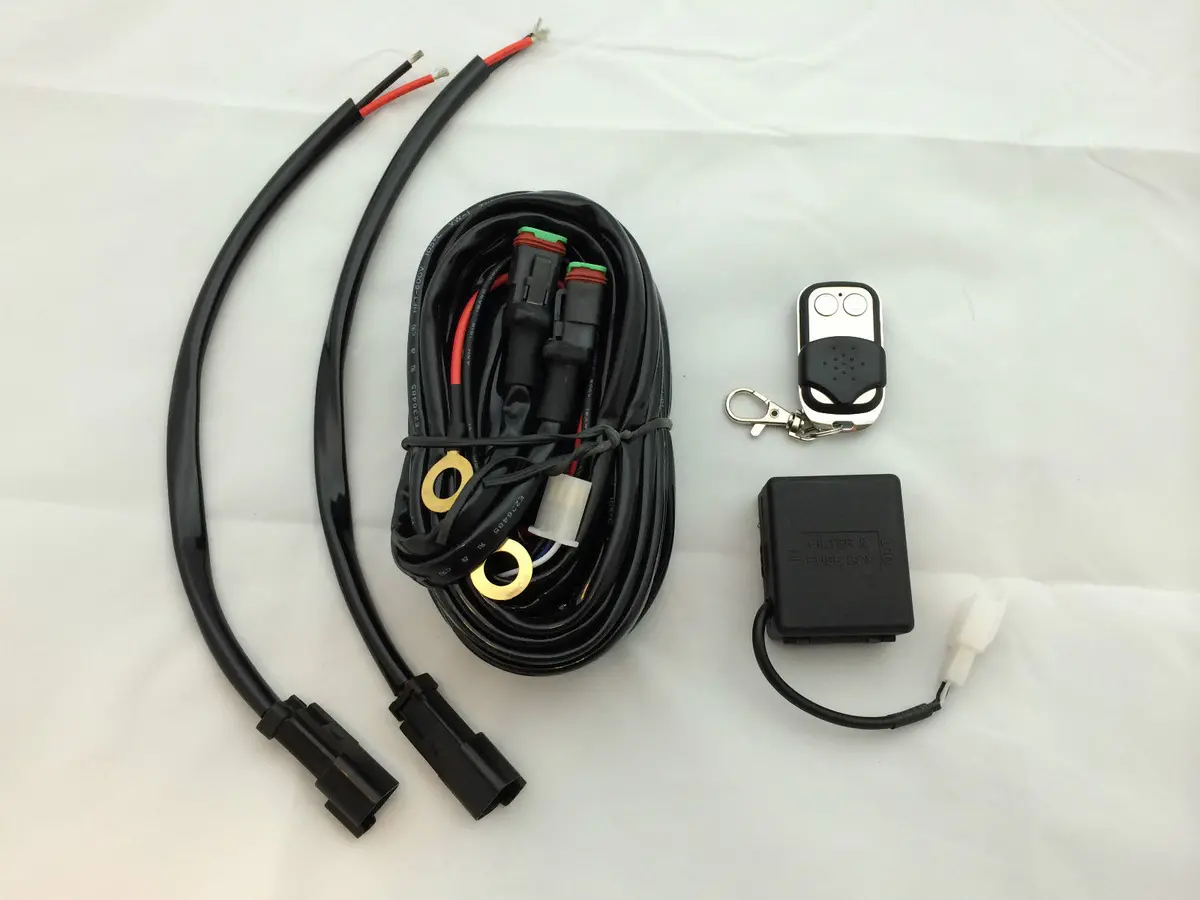 2 Wire Wireless Remote Controlled Hid & Led Acc Relay Harness Control Kit 500W Off Road 1