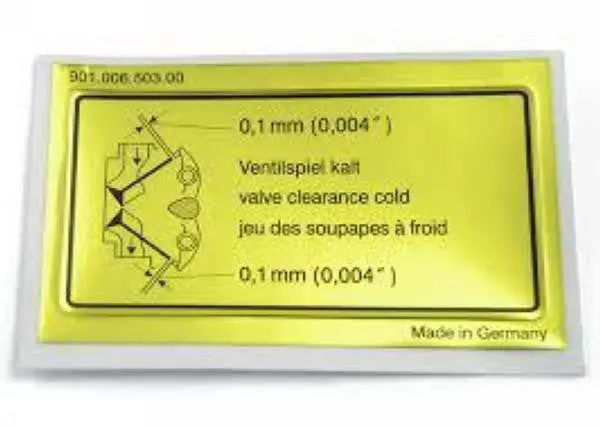 Porsche Valve Adjust Decal 1