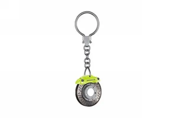 Porsche Key Chain Fob Brake Rotor Bright Yellow 1
