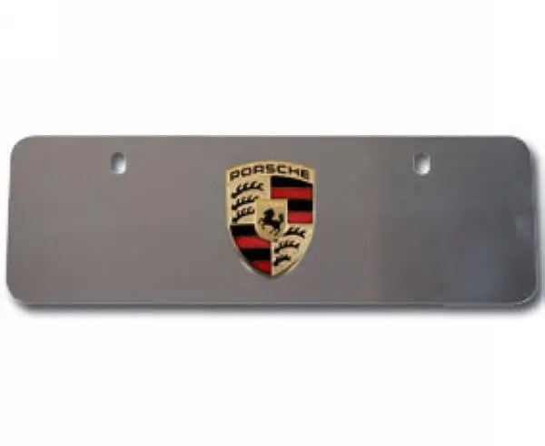 Porsche License Plate Silver Front European Style 1