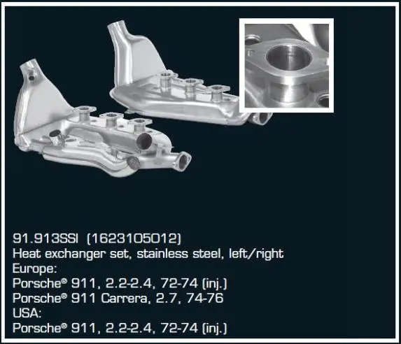 Porsche 911 Ssi Stainless Steel Heat Exchangers 1