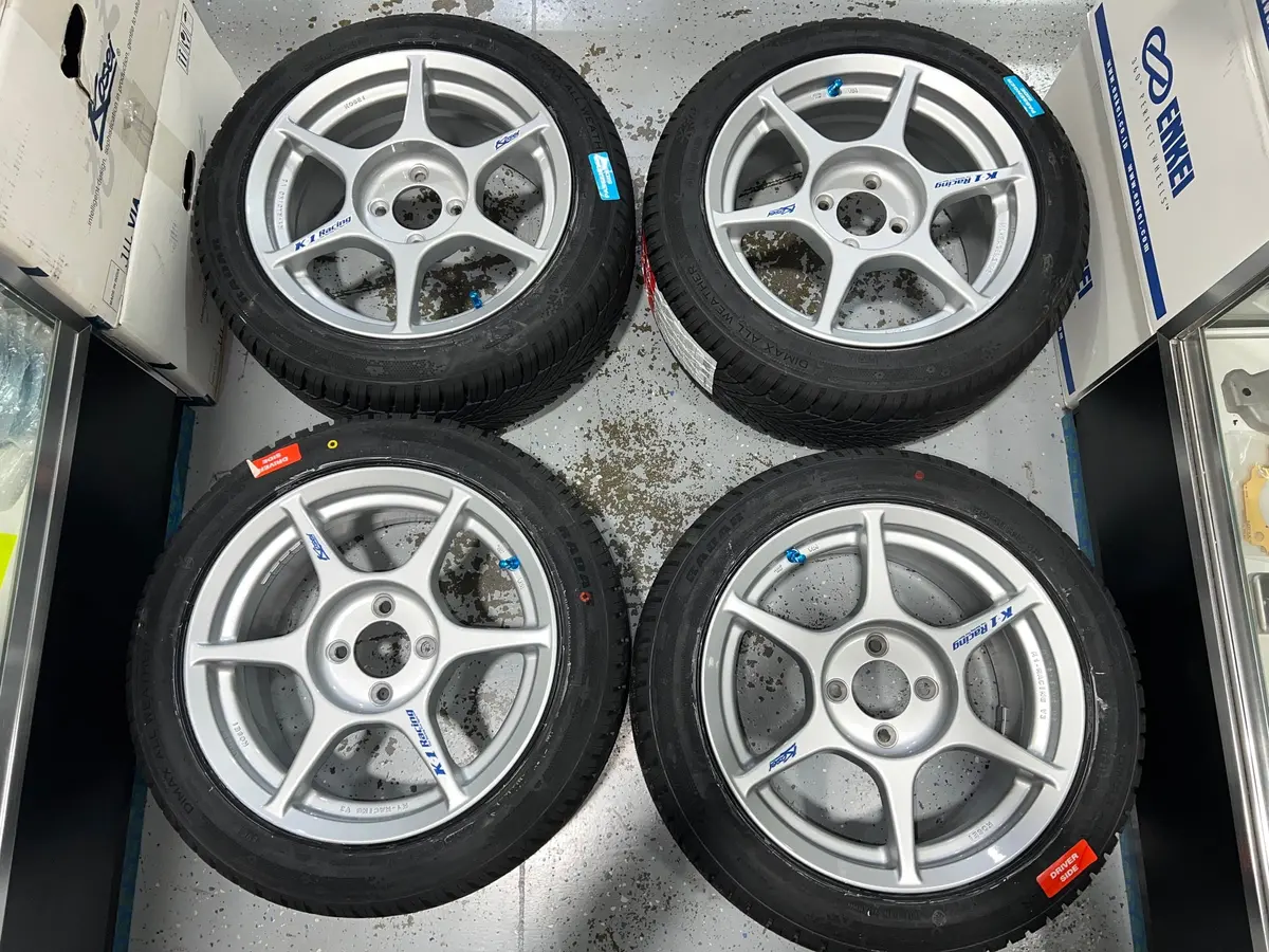 4X Kosei K1 Silver 4X100 +38 With 195/50/15 Tires For Honda Acura Civic Integra Crx And More 1
