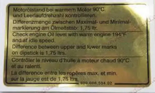 Porsche Engine Oil Decal 1