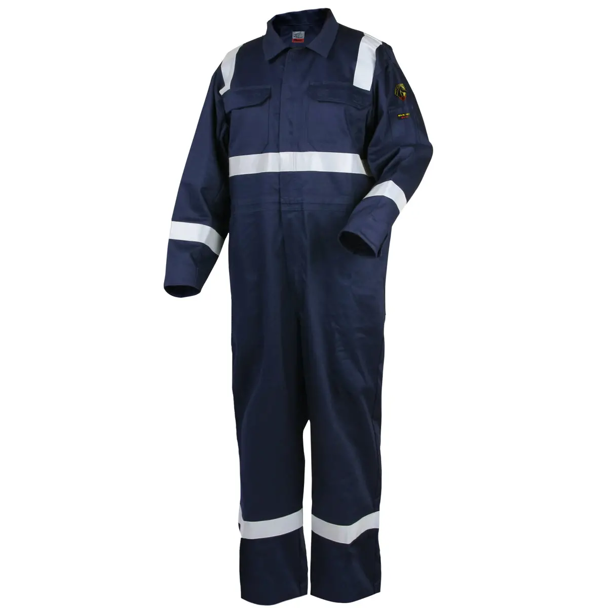 Black Stallion Flame-Resistant Deluxe Cotton Coverall, Navy With Fr Reflective Tape 1
