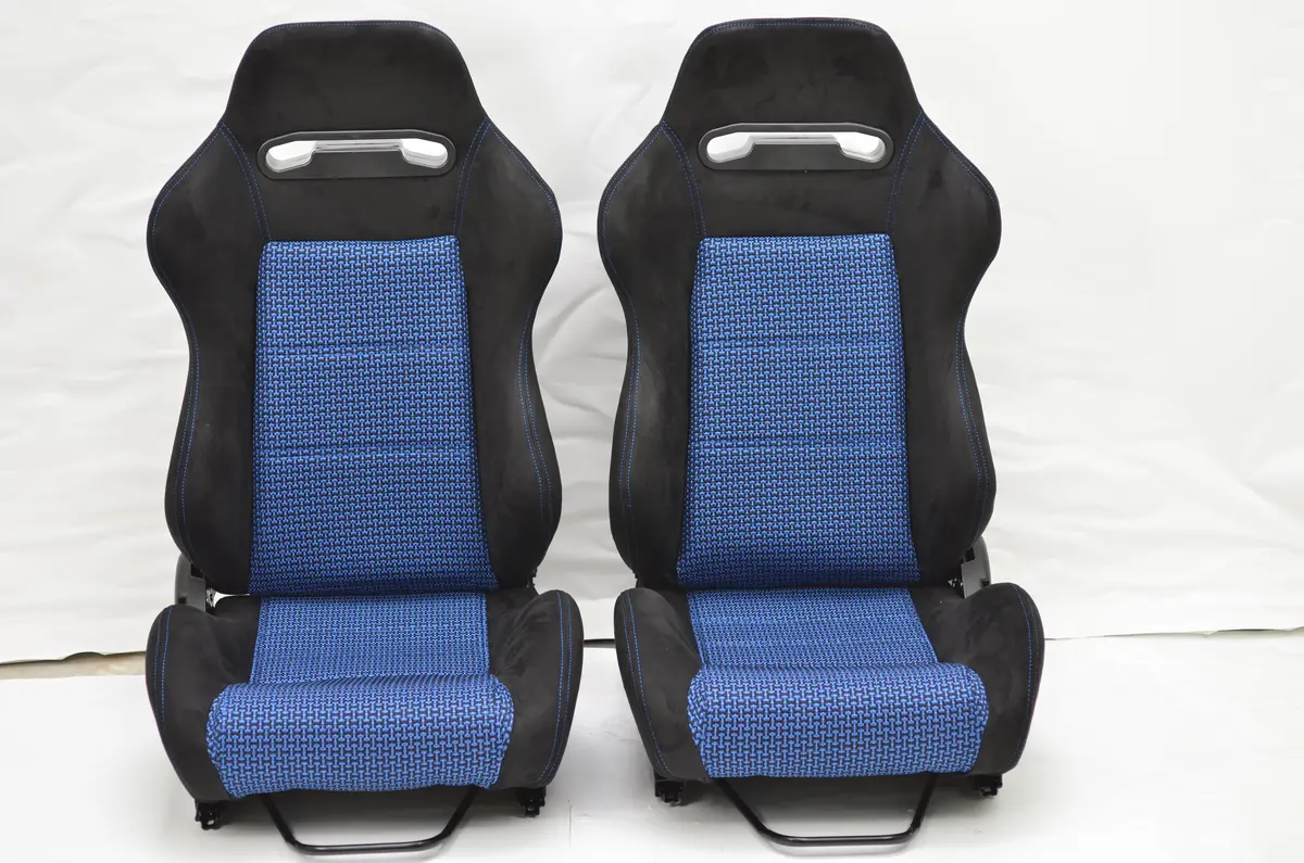 Dc2 Ek9 Ctr Itr Sr3 Style Reclinable Seats Black/Blue 2Pcs Sliders Seat 1