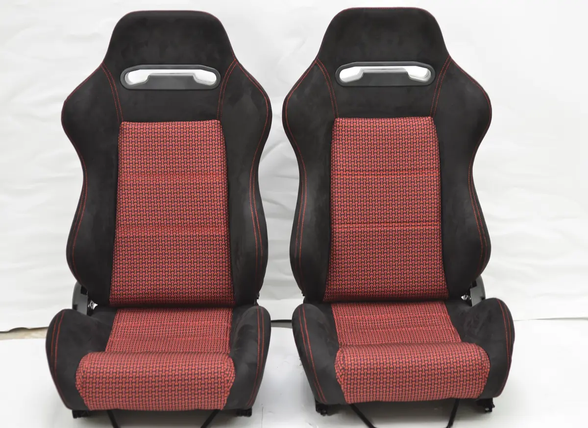 Dc2 Ek9 Ctr Itr Sr3 Style Reclinable Seats Black/Red 2Pcs Sliders Seat 1