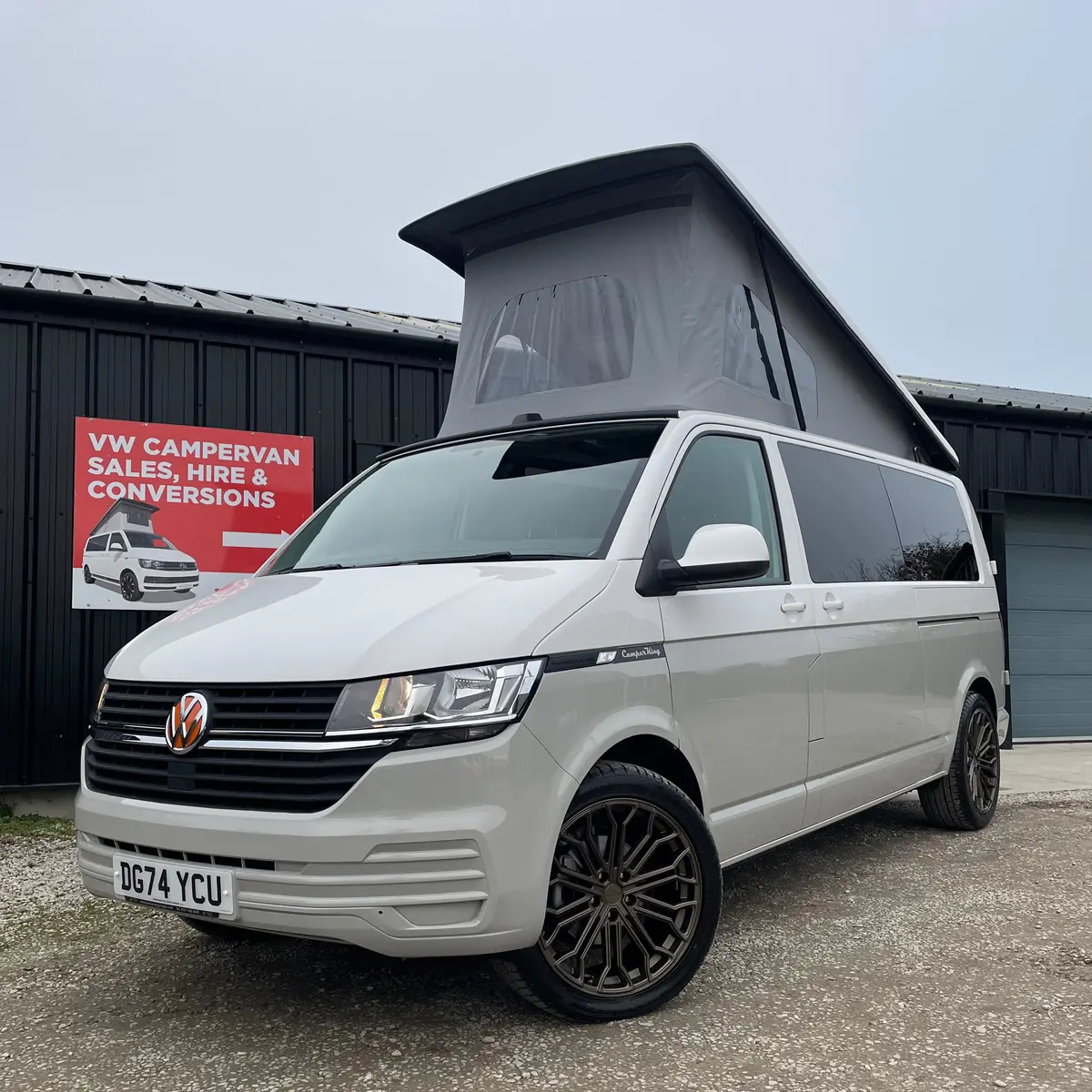 2024 T6.1 Lwb - Camperking Conversion - Candy White & Ascot Grey Santorini Campervan 1