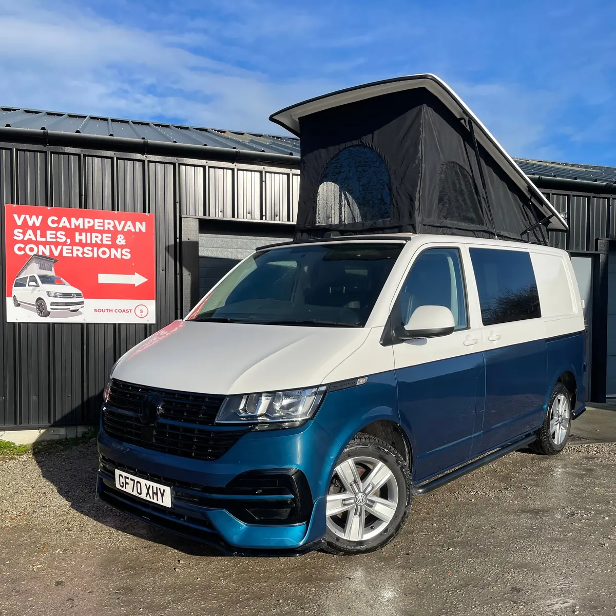 2020 Vw Transporter T6.1 Candy White/Blue Swb L-Shape Conversion 1