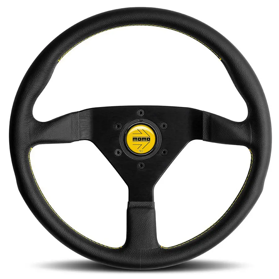 Momo Monte Carlo Steering Wheel (350Mm/Black Leather W/ Yellow Stitch) 1