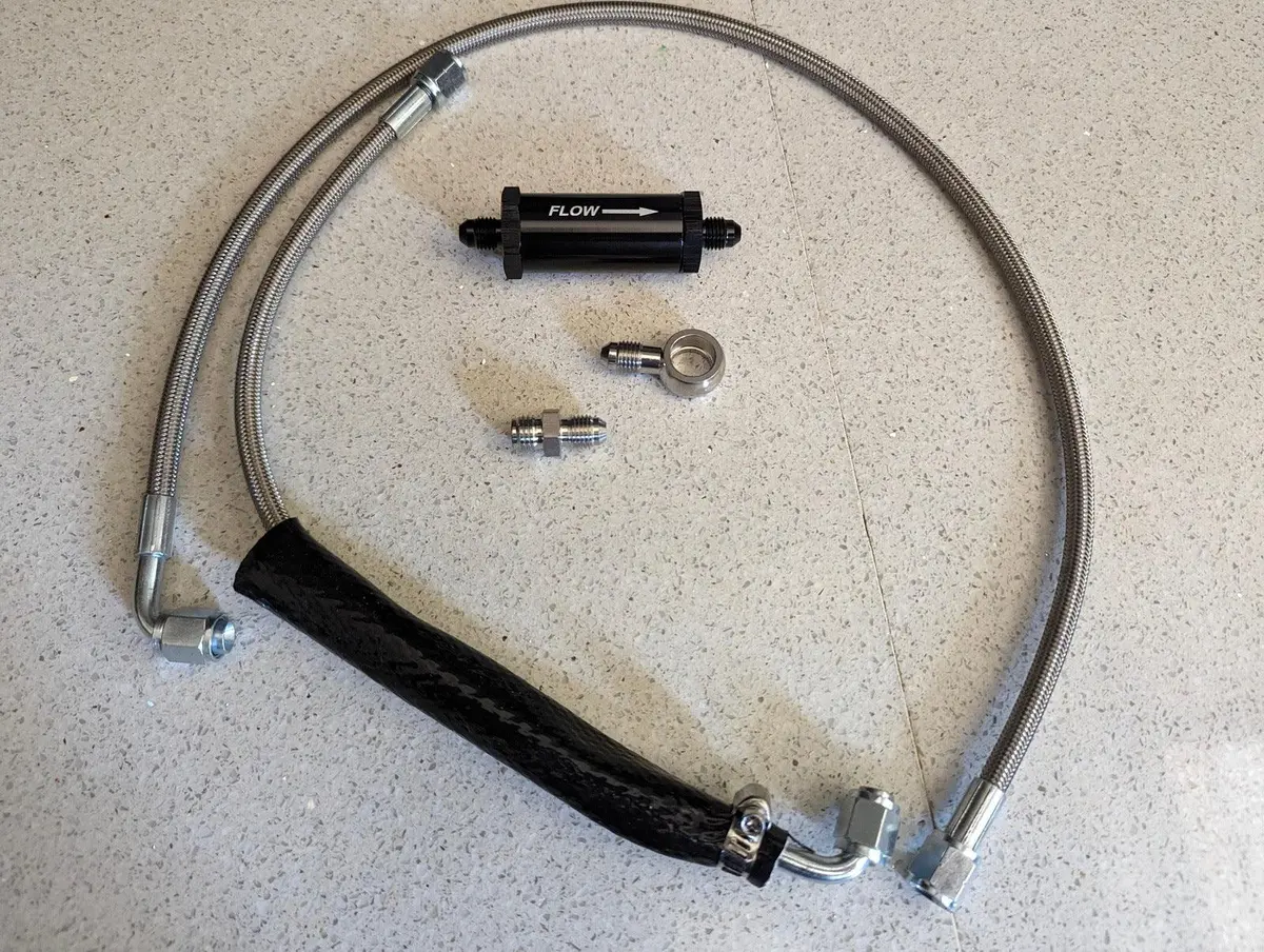 Ba Bf Fg Xr6t G6et Turbo Braided Oil Feed Line With Inline Filter Ford Falcon Ford Barra 1