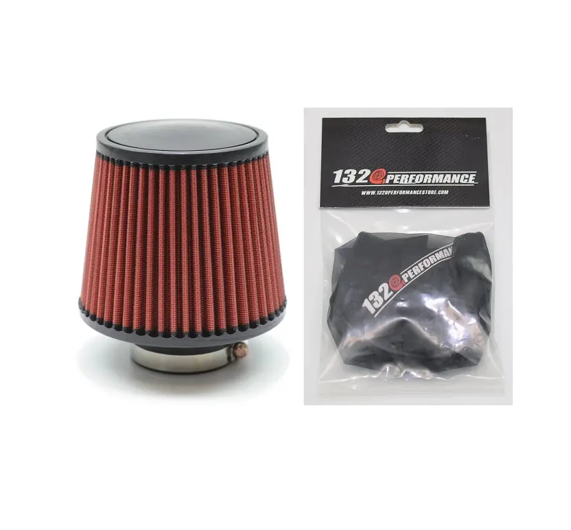 Universal Air Filter With Pre Filter Cone Version Reusable Short Multi Size Red Or Black 1