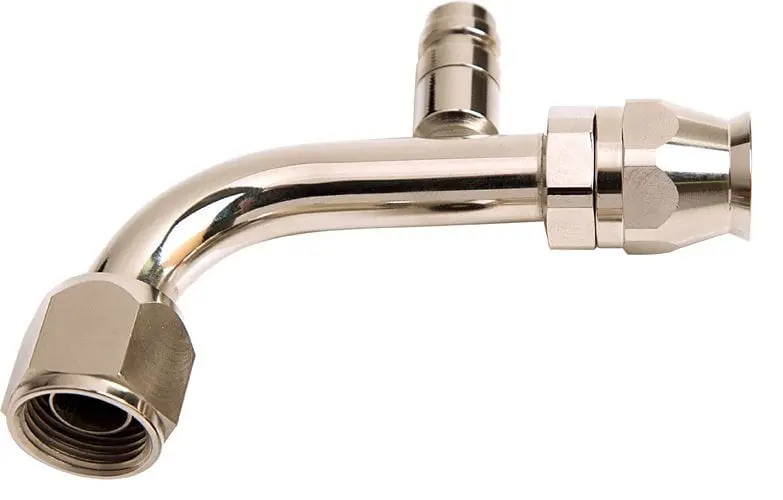 A/C 90° O-Ring Fitting #6 With Integrated Charge Port – Affce-0690B 1