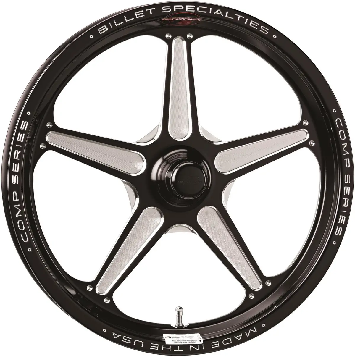 Billet Specialties Comp 5 Black Wheel – 17×7", 5×4.5", Gloss Black Machined Face (Csfb37456127) 1