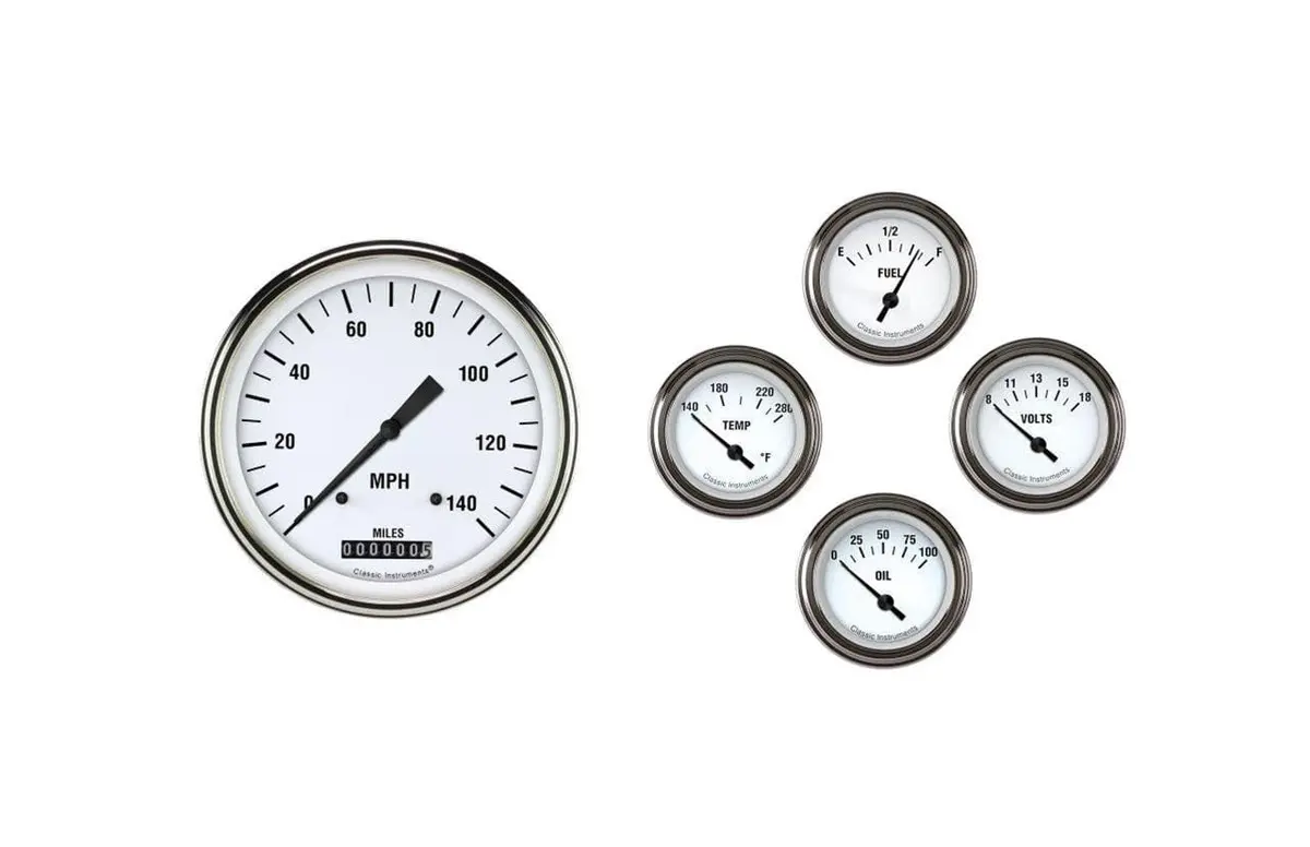 Classic Instruments Ft57Wh54 White-Dial Gauge Package For 1957–1960 Ford Trucks 1