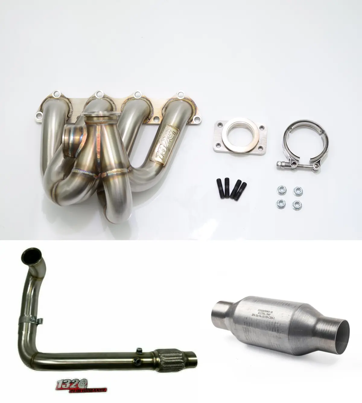 B Series Top Mount Turbo Manifold Ac Compatible - Precision V-Band Inlet Flange & T3 Adapter & Catted Turbo Back Pipeb16 B20 B18c1 B18 1