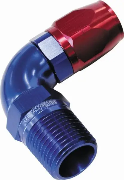 90-Degree Full-Flow Swivel Hose Fitting – 1/8" Npt Male To -6An Male – Af529-06-02 1