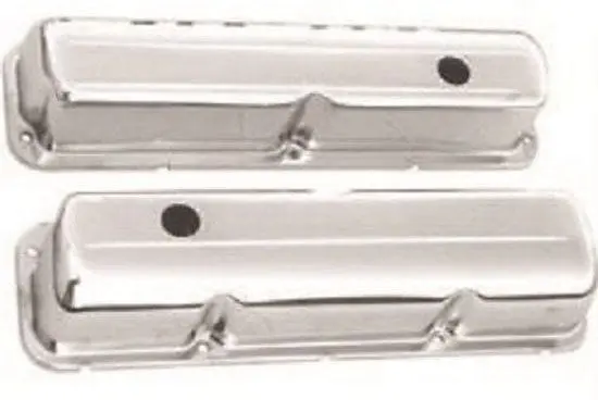 Rpcr9296 Tall 3-7/8" Chrome Baffled Steel Valve Covers 1